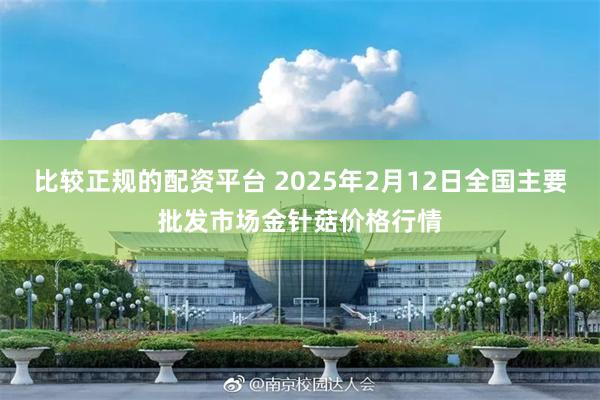 比较正规的配资平台 2025年2月12日全国主要批发市场金针菇价格行情